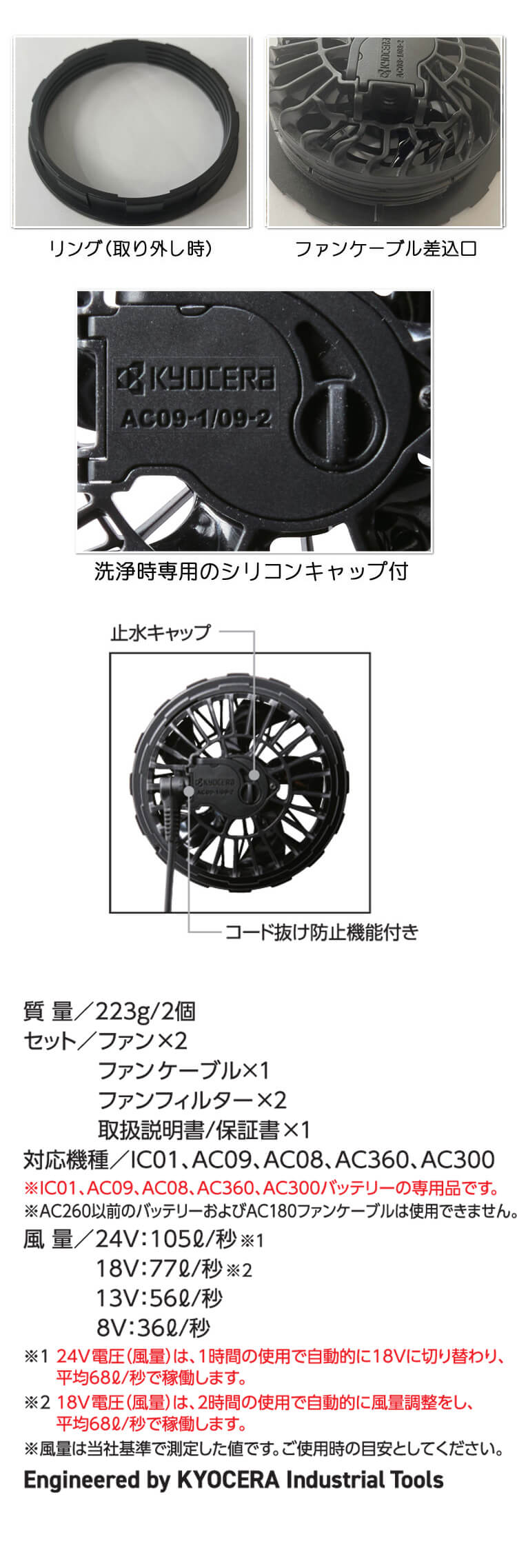 AC09+AC09-2 バートル BURTLE カラーファン+新型24Vバッテリ