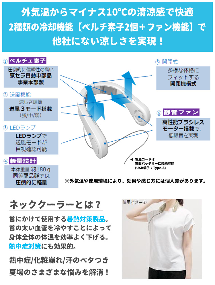 京セラ Kyocera モバイルネッククーラー Dnc5000 空調服 ファン付き作業着ならミチオショップ