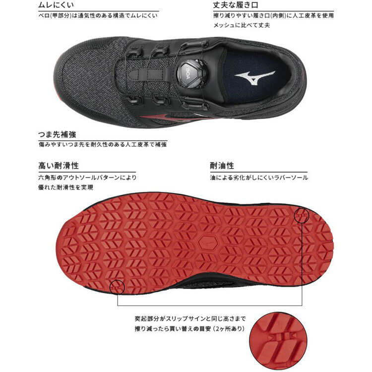 安全靴 ミズノ mizuno オールマイティ LS II 52L F1GA2202 BOA ローカット 軽量  作業着の通販なら、作業服を販売ミチオショップ