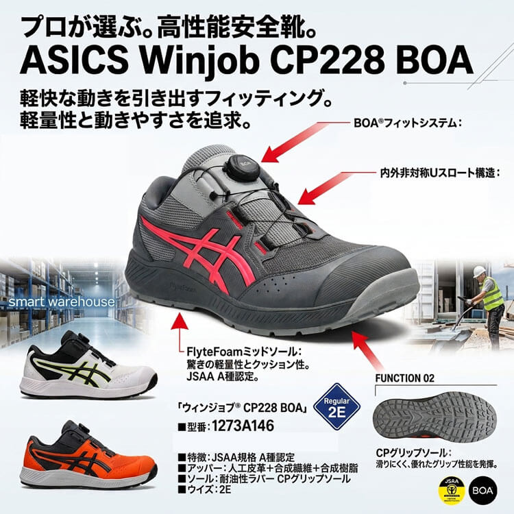 アシックス asics 安全靴 ウィンジョブ CP228 BOA ウィンジョブ CP228 BOA