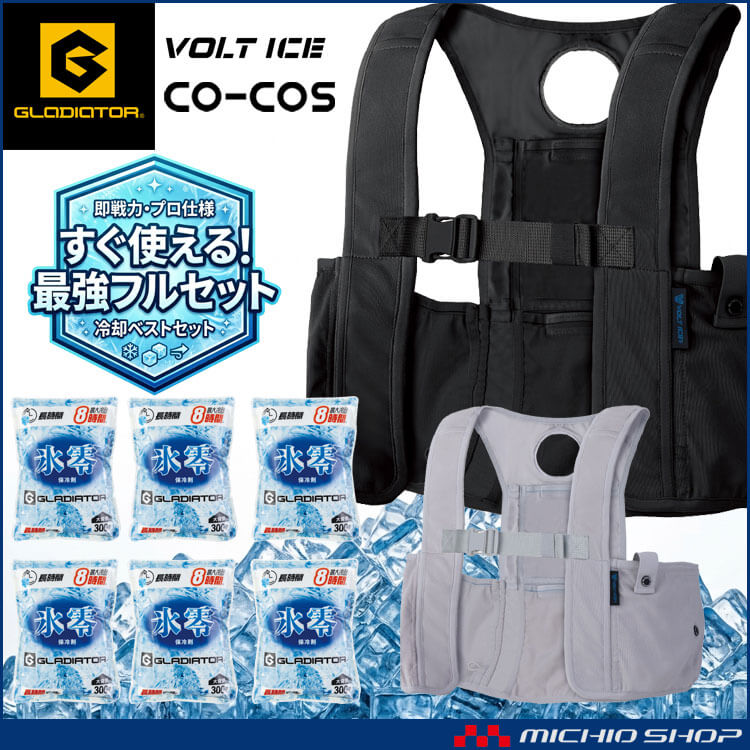 アイスメッシュベスト＆氷零 0℃ 保冷剤 300g×6個セット GI-479+GI-47031