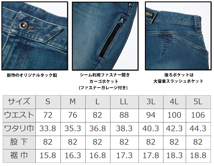 作業服 作業着 トライチ 寅壱 デニムトラスタイルパンツ 8850-720｜作業服・作業着の総合通販専門店【ミチオショップ】