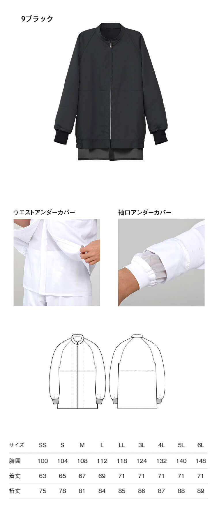 セブンユニフォーム　衛生白衣 カラーコート 食品工場 飲食